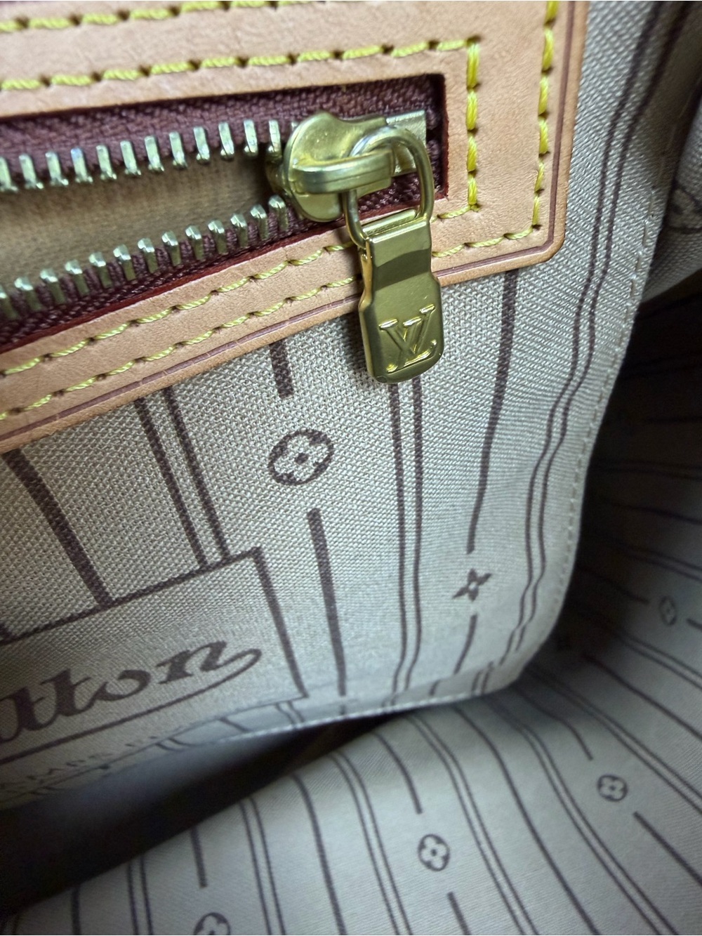 Louis Vuitton Monogram Neverfull MM Tote Bag Brown Vachetta Leather Authentic - Picture 16 of 16